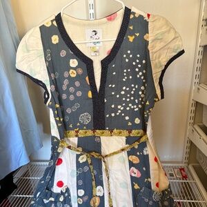 Rebe colorful pattern linen dress